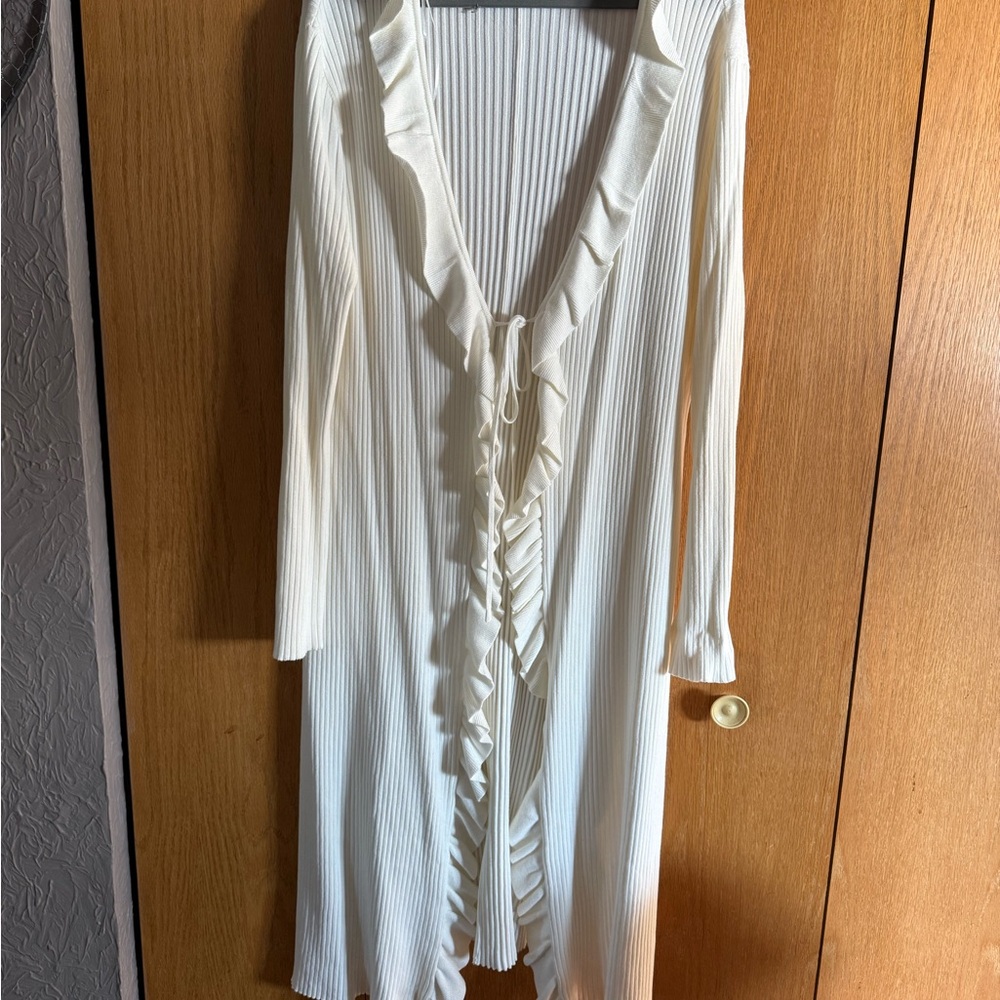 ARULA Cream Ribbed Cardigan